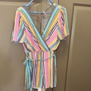 Colorful Striped Romper Or beach/swim coverup